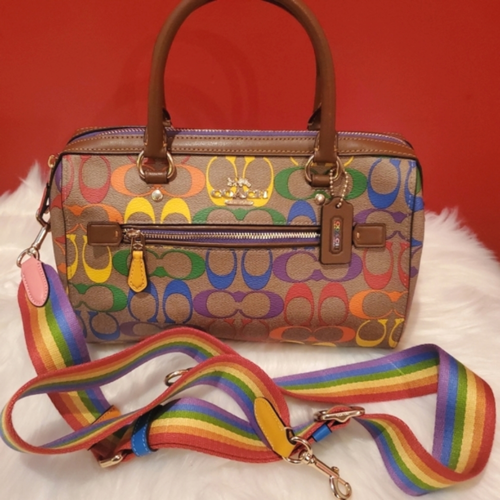 Coach Rainbow Rowan Satchel Convertible in Crossbody Bag